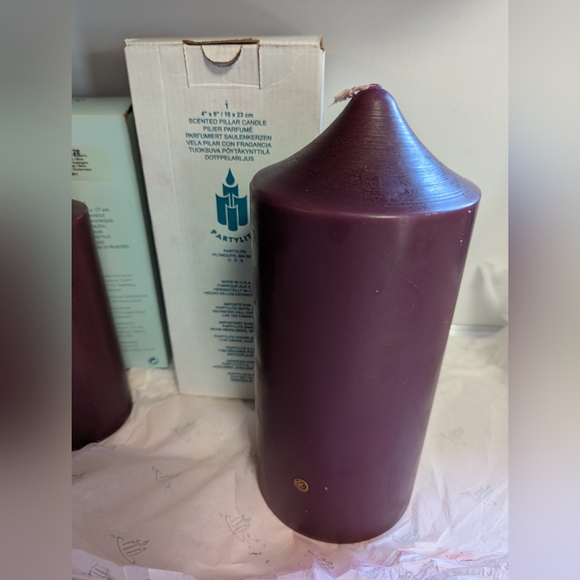 PARTYLITE Candle Mulberry Raspberry X3 Scented Pillar New NOS 4"X9" &  3" X 7" - Picture 4 of 10